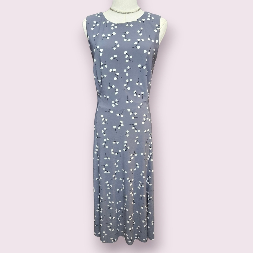 Anne Klein Dusty Purple Sleeveless Floral Midi Dress